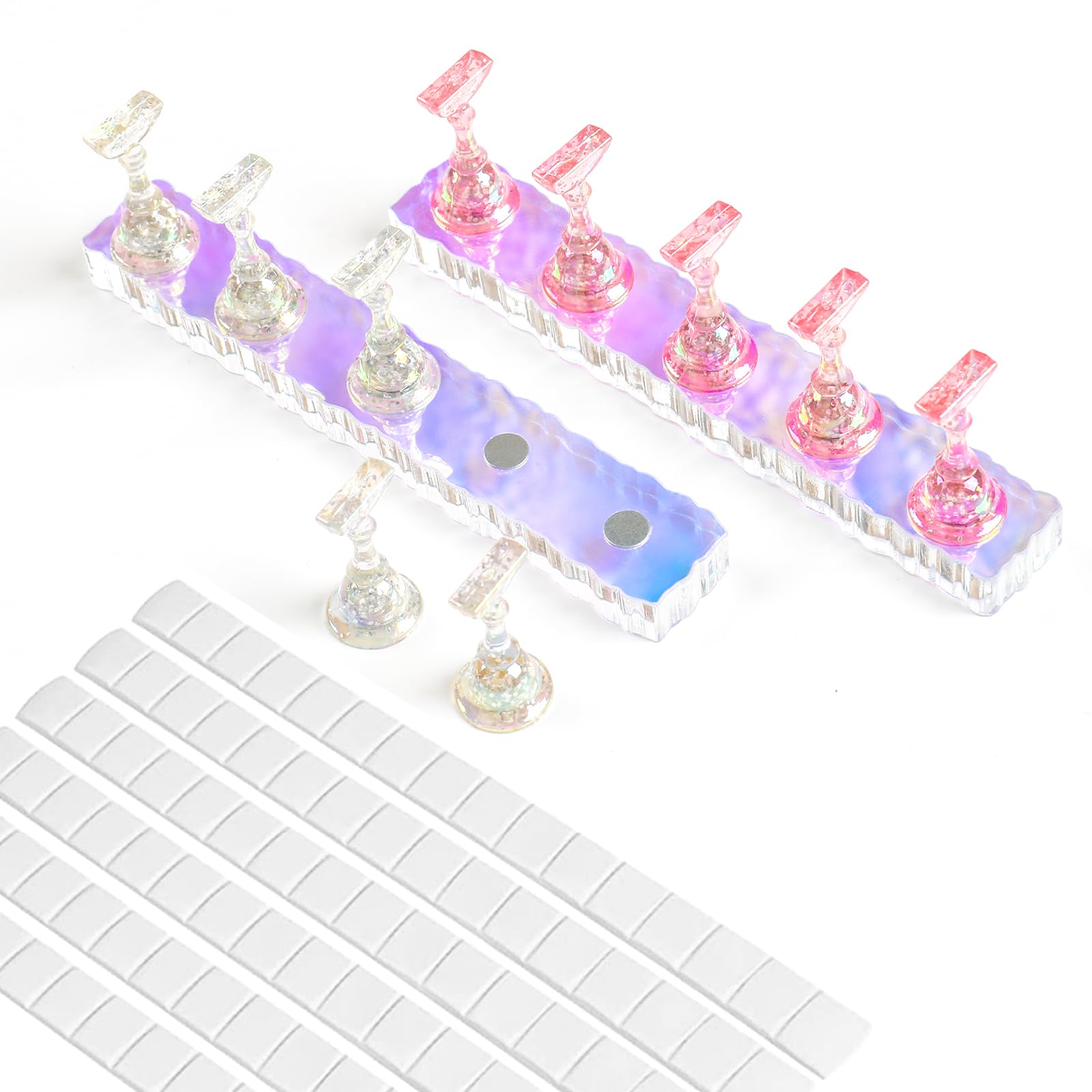 Photo 1 of BQAN 2 Set Nail Holder for Painting Nails, Aurora Acrylic Nail Stand for Press on / Fake Nail Tips Training / Nails Display with 96 Pcs Reusable Adhesive Putty