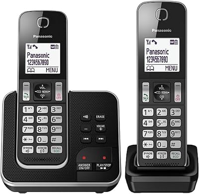 Panasonic KX-TGD322 Cordless Phone Nuisance Call Blocker Dual Pack Black &