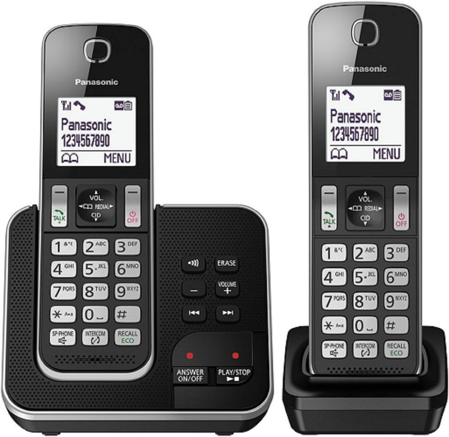 Panasonic KX-TGD322 Cordless Home Phone with Nuisance Call Blocker and Digital Answering Machine - Black & Silver (Pack of 2) — image 1