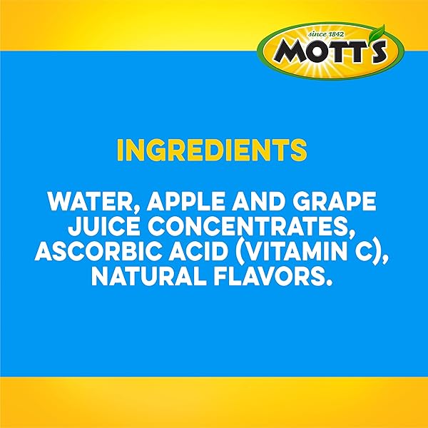MOTT’S 100% APPLE WHITE GRAPE JUICE, 8 FL OZ BOTTLES, 6 PACK