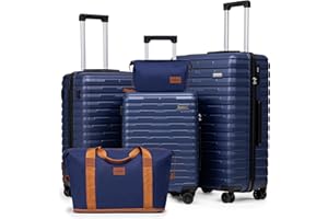Luggage Sets 5 Piece Suitcases with Wheels, Suitcase Set ABS Hard Case Luggage with Lock Spinner Wheels Durable Travel Luggag