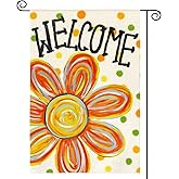 AVOIN colorlife Summer Floral Garden Flag 12x18 Inch Double Sided Outside, Welcome Seasonal Polka Dots Yard Outdoor Flag