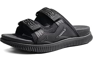 KuaiLu Mens Orthotic Sandals Athletic Thick Cushion Recovery Sport Slides Adjustable Strap Open Toe Walking Sandles With Comfortable Plantar Fasciitis Arch Support
