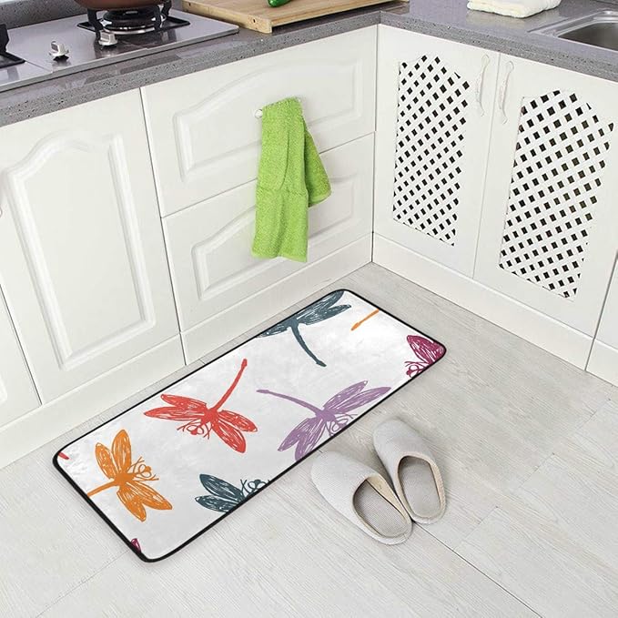 Alfombra de cocina con diseño de libélula colorida alfombra de cocina
