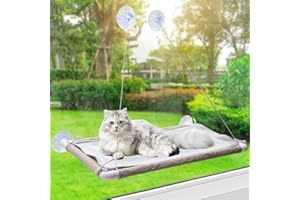 UKOSNA Cat Bed Window for Large Cats, Cat Window Hammock Window Perch, Safety Cat Shelves Space Saving Window Mounted Cat Seat - Coffee