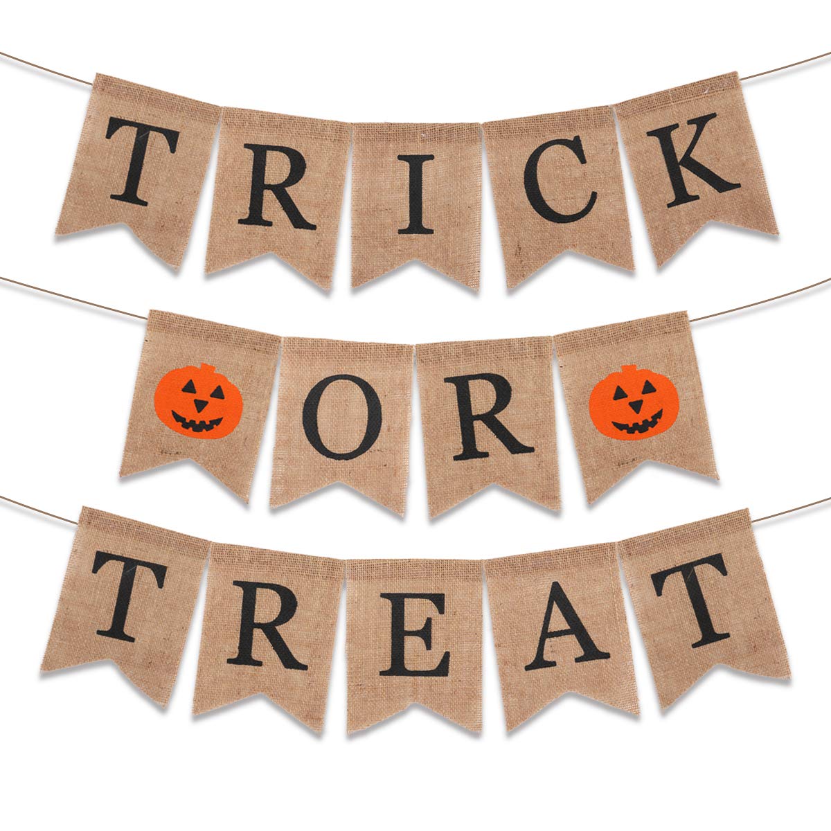 Shinelee Trick or Treat Banner Halloween Garland for Fireplace Wall Porch Party Decor Pumpkin Rustic Burlap Bunting Banner Cute Halloween Decorations Indoor