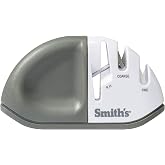 Smith's 51003 Diamond Edge Grip&trade; MAX 2-Stage Sharpener &ndash; White - Compact - Non-Slip Base - Patented V Grip &ndash; Sharpen Knives &amp; Scissors - Diamond &amp; Ceramic Sharpeners