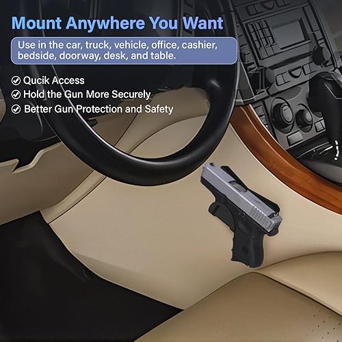 Magnetic Gun Rack With Trigger Guard - No Drill Handgun Holder For Car, Truck, Desk