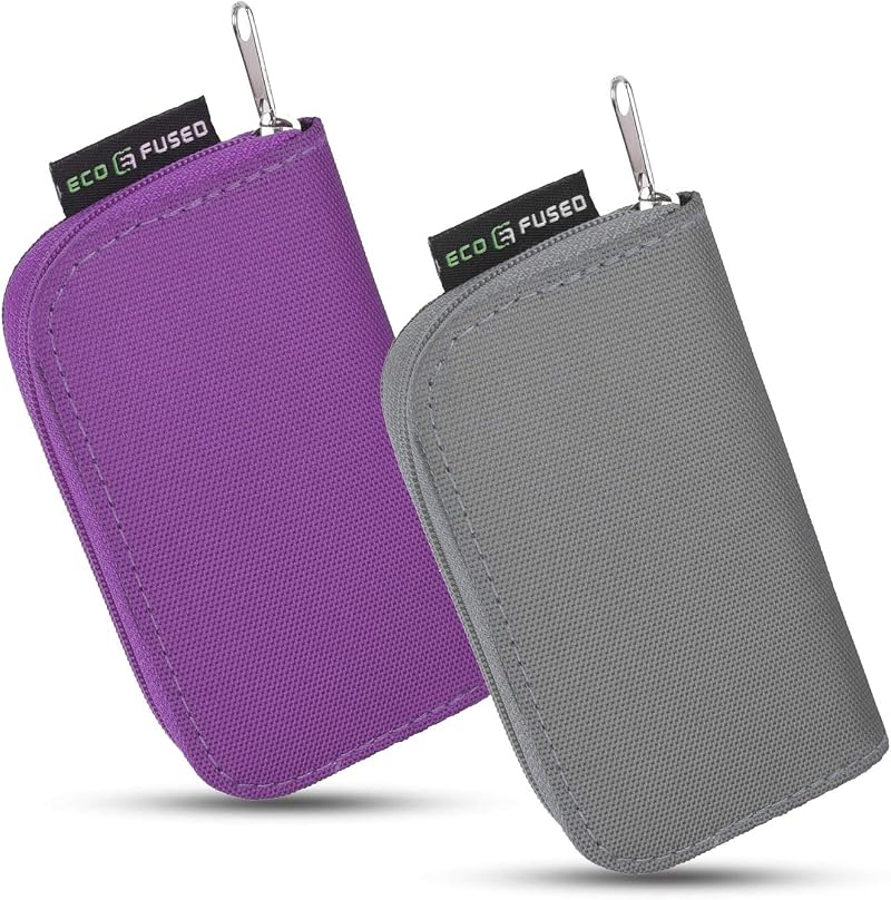 ECO-FUSED Memory Card Case 44 Slots 22+22 8 Pages Dual Pack Grey Purple