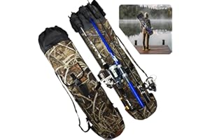 MXiiXM Fishing Rod Bag, Fishing Pole Carrier Case Bag, Durable Oxford Fabric Fishing Bag for Men Fishing Gifts, Portable Fishing Gear and Equipment (Camouflage)