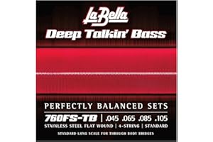 La Bella 760FS-TB Deep Talkin' Bass Stainless Steel Flat Wound- Standard Long Scale Through Body Bass Guitar String 45-105