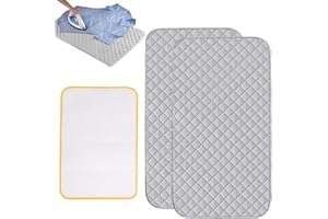 Ironing Mat Set with Silver Heat-Resistant Pad 45x85cm and Mesh Pressing Cloth 40x60cm, Portable Ironing Board Alternative fo