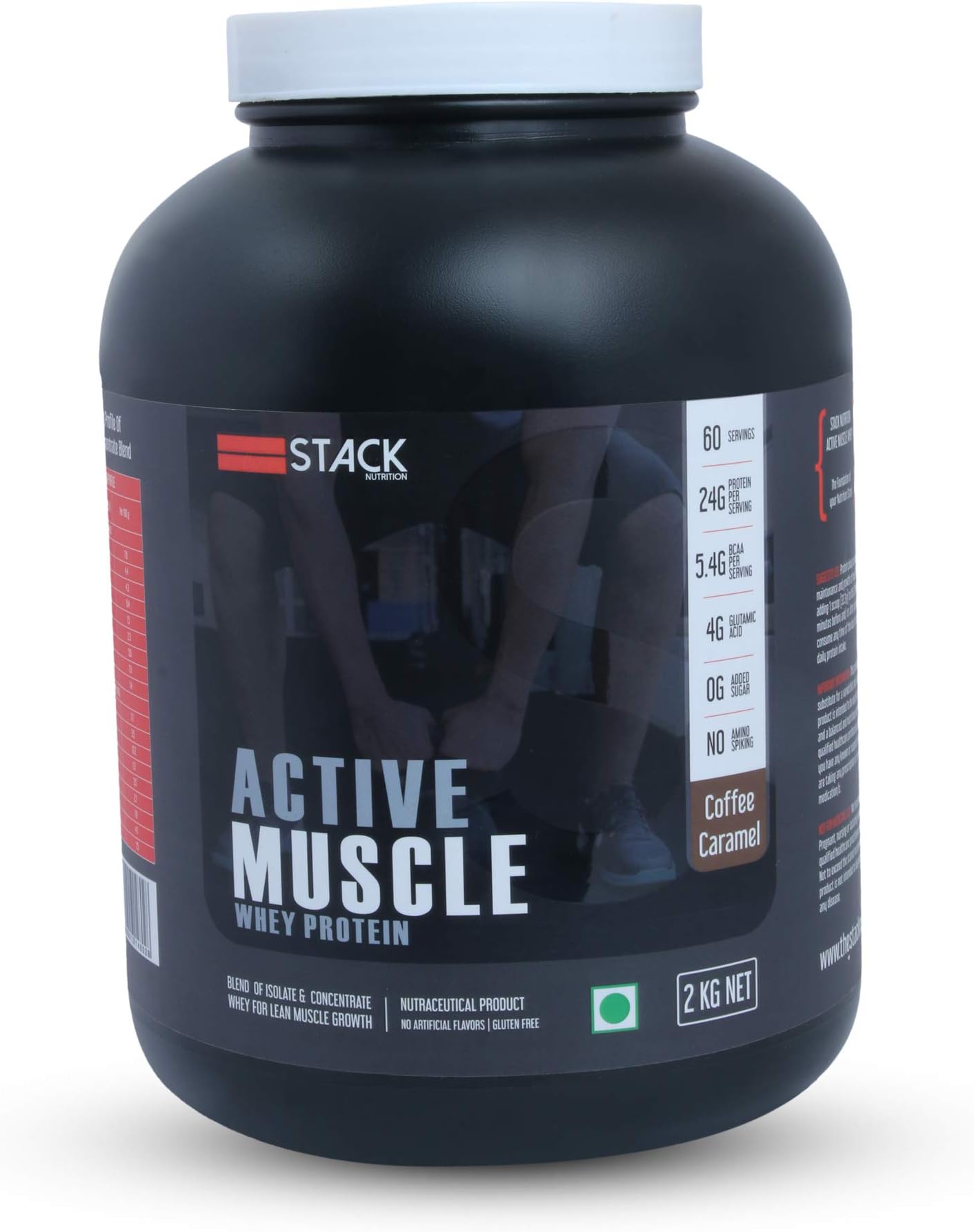Stack Nutrition Coffee Caramel Whey Protein for Men's - 2 kg ( 60 servings) 24 g Protein , 5.5 g BCAA , 4 g Glutamine , No Amino Spiking , No Soy Added , No Added Sugar , No Filler