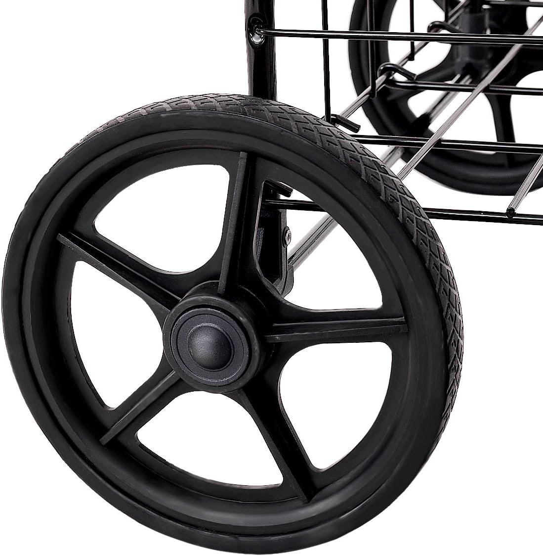 Goplus Folding Shopping Cart Jumbo Double Basket Perfect for Grocery Laundry Book Luggage Travel with Swivel Wheels Utility Cart (Black) : Office Products
