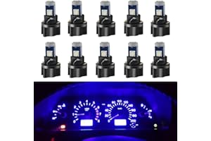 WLJH 10 Pack Blue Canbus T5 Led Bulb 2721 37 74 Wedge Lamp PC74 Twist Sockets Dash Dashboard Lights Instrument Panel Cluster Leds Replacement