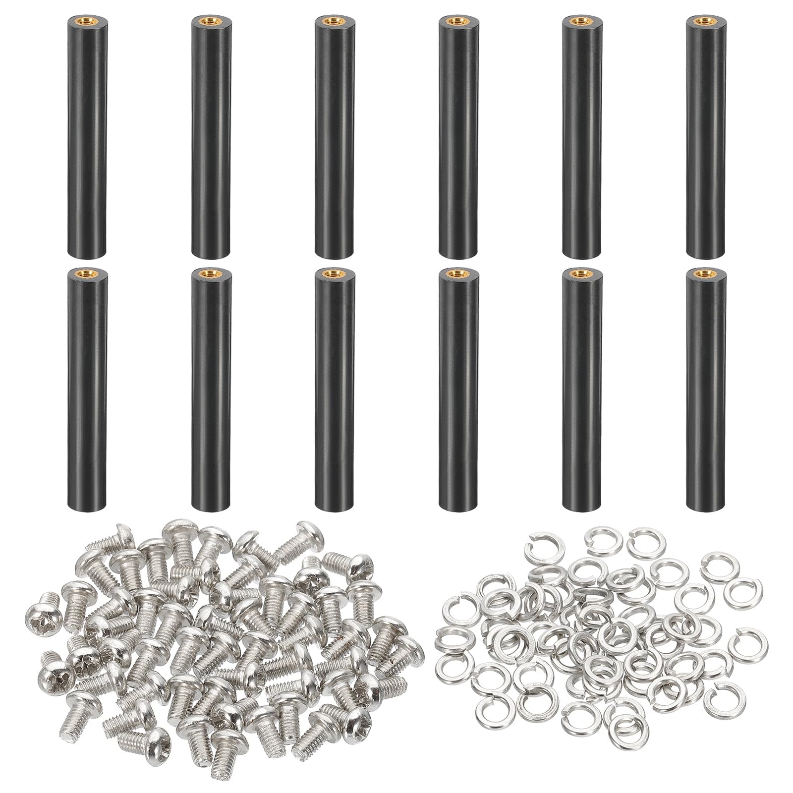 PATIKIL M3x50mm PCB Support Spacer, 12 Set 50mm/1.97" Supporting Height PCB Standoff Isolation Board Stand Column Flat Head Plastic Copper Support for PCB PC Board, Style 1