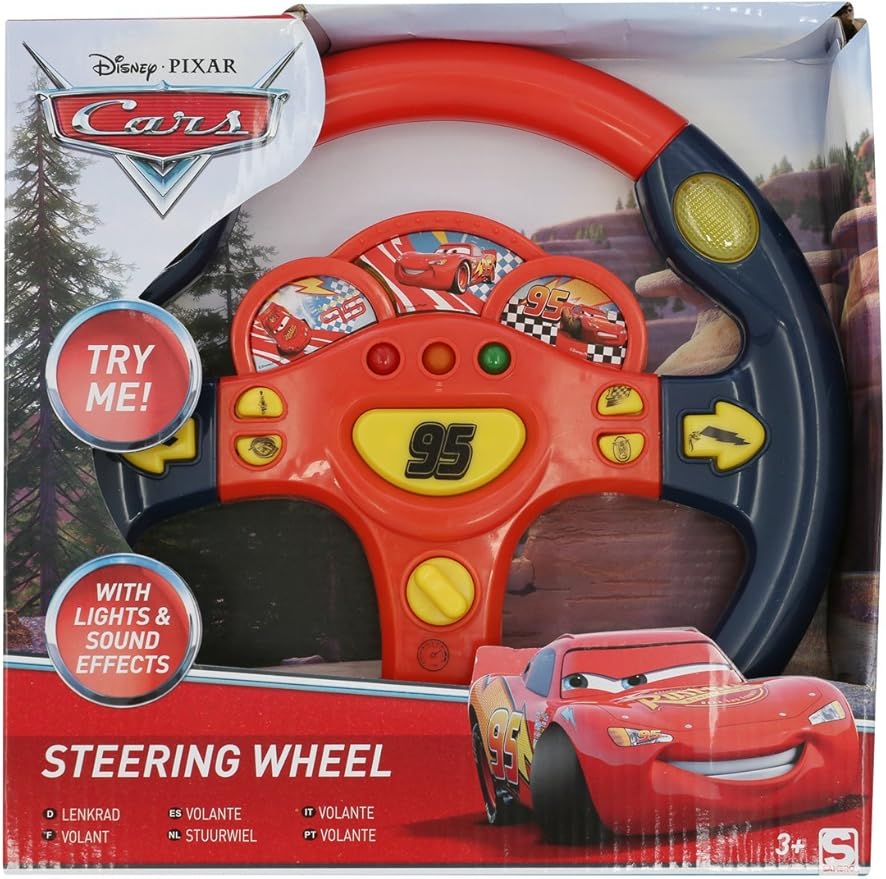 M&Co Disney Pixar Cars Red Lightning Mcqueen Toy Steering Wheel With