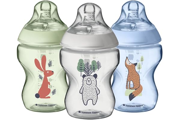 Tommee Tippee Closer to Nature Baby Bottles, Woodland Friends | Breast-Like Nipple, Anti-Colic Valve (9oz, 3 Count)