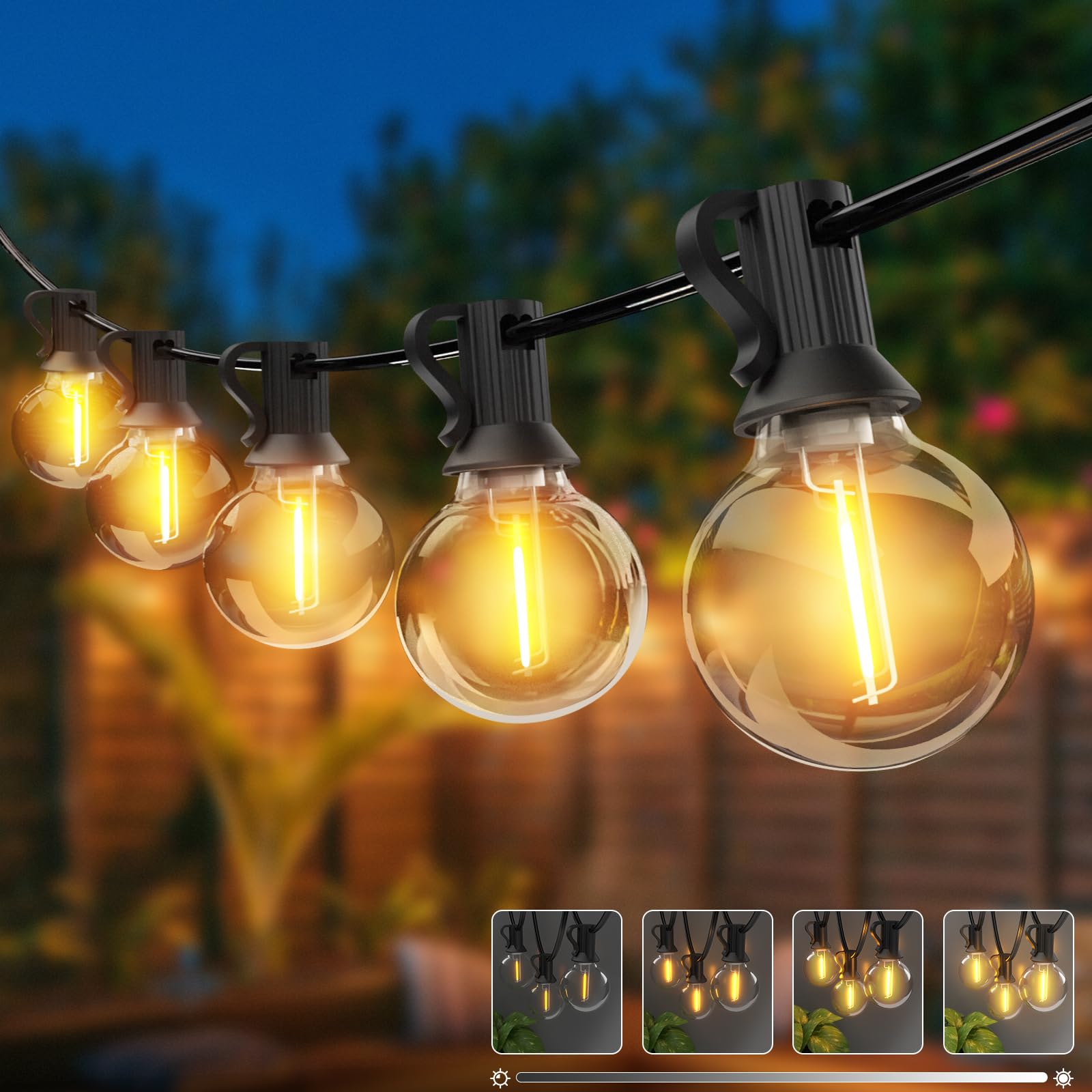 Kolpop Outdoor Garden Lights Mains Powered with [Timer & Dimmable] 9.7M/31FT String Light, LED G40 Bulb Waterproof Plug in Festoon Lights for Outside Pergola Party Gazebo