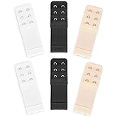 JELIEE 6 PCS Women's Bra Extenders 2 Hook 3 Row Soft Comfortable Stretchy Bra Extension Strap Elastic Bra Band Hook Bra Strap Extender Bra Extenders 2 Hooks Plus Size