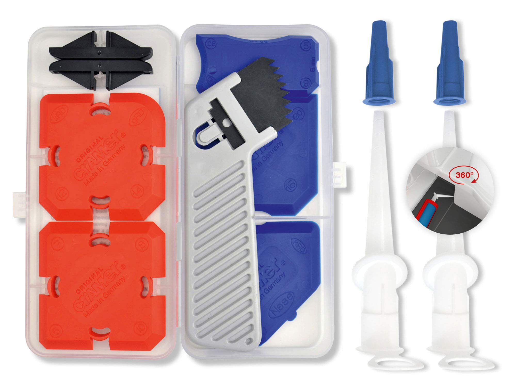Cramer 40410EN Silicone Profiling Kit 7plus, including Rotating Silicone Nozzle, Tool Kit for Perfect Joints in Kitchen and Bathroom