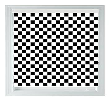 Black White Roller Blind Chequered Style Various Sizes Black Out Roller Blinds For Bedrooms Bathrooms Kitchens And Caravans Aoa Black White Check
