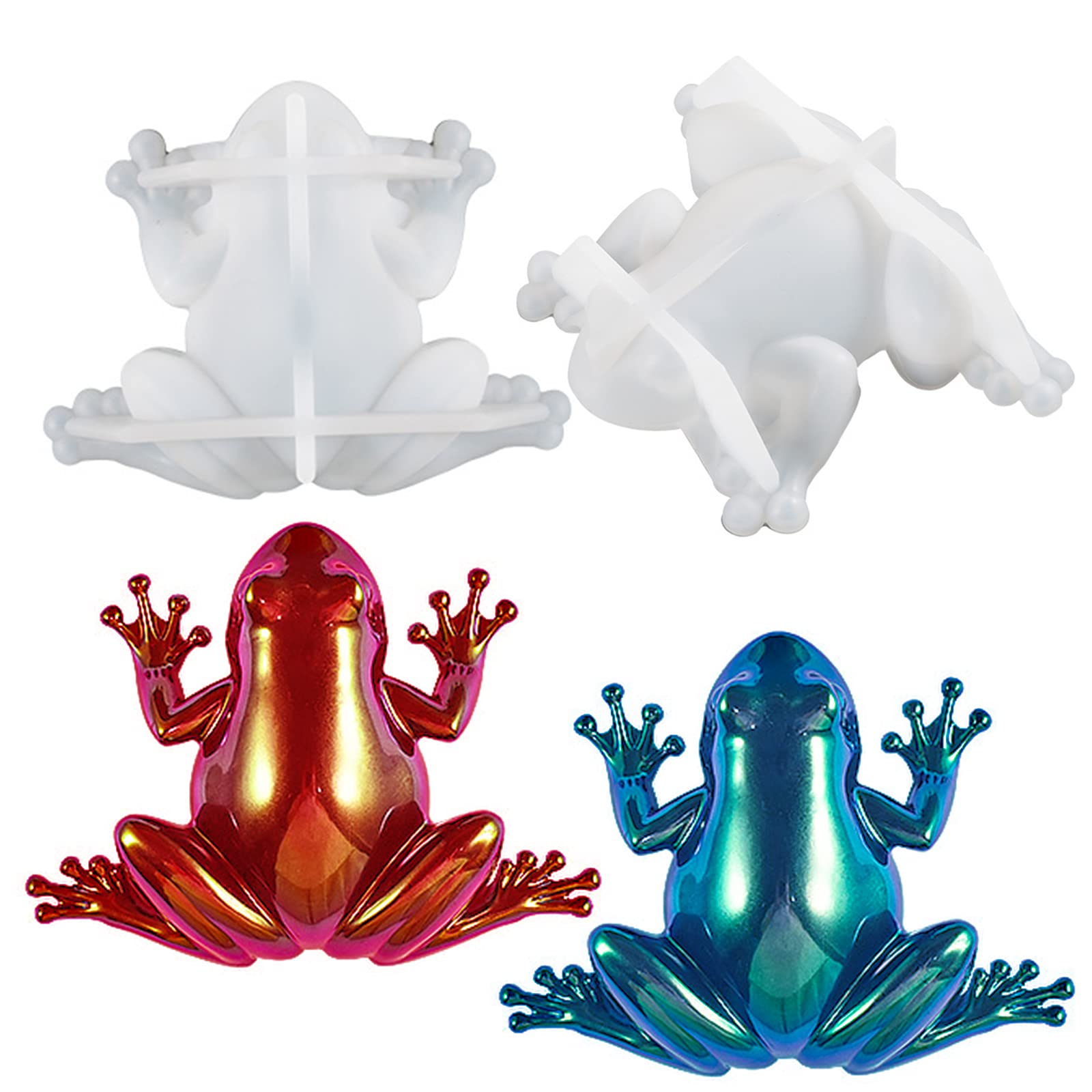 Photo 1 of 2Pcs Frog Resin Molds, 3D Animal Silicone Resin Mold for Epoxy Casting, Frog Shape Silicone Mold for DIY Resin Clay Art Craft Table Home Halloween Decor Resin Accessories