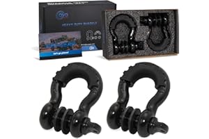 AyA Gear D Ring Shackle (2 Pack) 62,700 Ibs Break Strength with 7/8" Screw Pin and Shackle Isolator & Washers Kit for Tow Strap Winch, Off Road Vehicle Recovery Jeep Truck