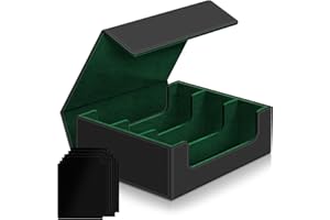 KITOYZ Card Deck Case for Trading Cards,Card Storage Box Holds 1800+ Single Sleeved Cards,PU Leather Magnetic Closure Commander Card Boxes Magic Card Holders Fit for Game Cards and Sport Cards (Black&Green)