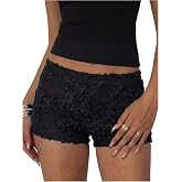 MakeMeChic Women's Lace Micro Shorts Y2k Low Rise Shorts | Lace Shorts, Rave Festival Outfits, Mini Shorts, Booty Shorts, Going Out Bottoms