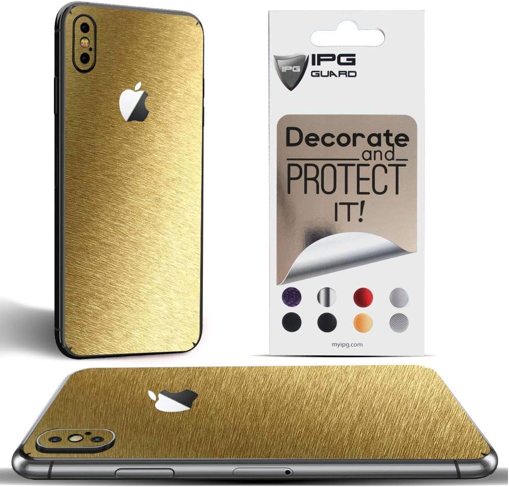 IPG for iPhone Xs MAX Decorative Carbon Fiber Vinyl Back Protector Anti Scratch Skin Guard - 3D Surface - Bubble -Free Easy to Install (Metallic Gold)