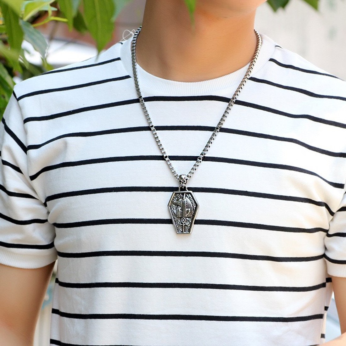 Fire Eyes-DIY Egypt Queen Jewelry Mystical Coffin Amulet Anubis Jackal Head Pendant Chain Necklace