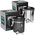Coffee Gator Coffee Canister - 2pack 16oz Airtight Stainless Steel Kitchen Food Storage Container with Date Tracker, Scoop for Grounds Coffee Bar Accessories, Beans,Tea, Sugar, Flour- Gray&Silver