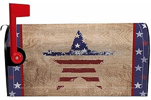 Numland Magnetic Mailbox Covers Polyester Oxford Cloth Anti-UV and Reusable Letterbox Cover 21×18 Inch,Rustic American Star Summer