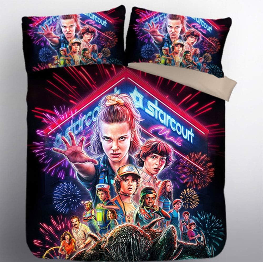 CLOVERDRESS 3D Stranger Things Duvet Cover Set Thrilling Stranger Things Bedding Set 100% Microfiber Adolescent, Adult Bed Set 3pc Including 1Duvet Cover,2Pillowcases Style7 Twin