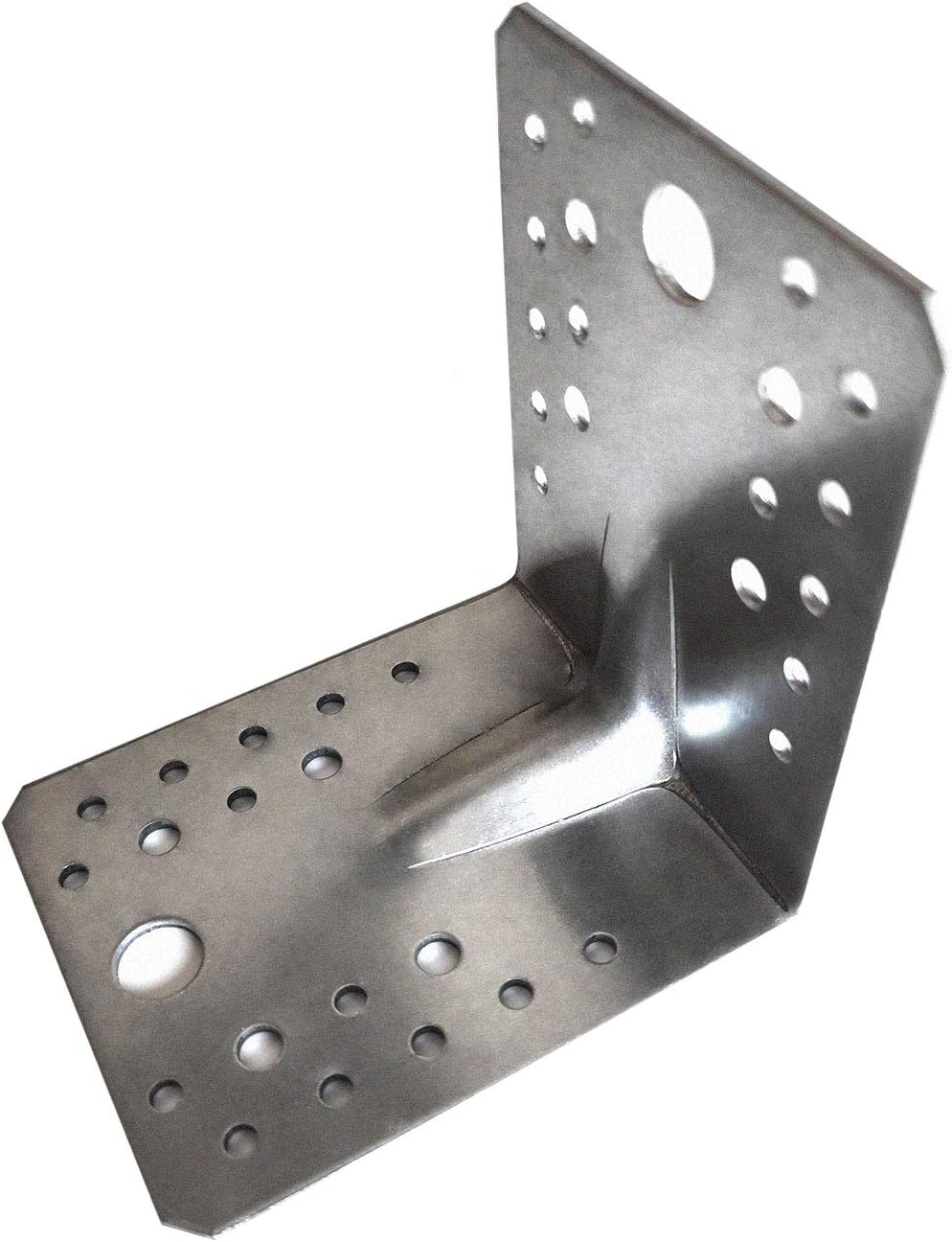 OMIDEAS 12 x Angle Brackets (105 x 105 x 90 x 2.5) Heavy Duty Corner Sleeper Bracket with Beading Timber Wood Metal Joining Fixing L Galvanised Steel Sheet Connector