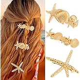 CAKURE Starfish Hair Clip Gold Seashell Hair Clips Beach Hair Accessories for Women and Girls (Pack of 3)