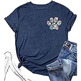 Paw Love Shirt Dog Lover Shirts for Women Paw Print Heart Tee Shirt Cute Dog Mom Short Sleeve Tee Tops
