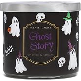 Halloween Candles, Pumpkin Spice Scented Candle for Halloween Ghost Decor | 14 oz 3 Wicks Soy Wax Fall Candles, Halloween Ghost Candle