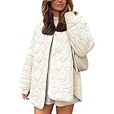 Flygo Women's Oversized Quilted Lightweight Jacket Button Down Puffer Padded Outerwear with Pocket