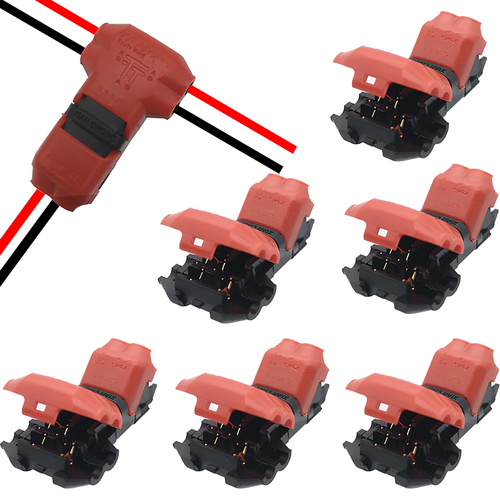 Quick Splice Wire Connectors, CTRICALVER Wire Connectors 2 Pin Low Voltage Electrical T Tap Solderless， Without Stripping Suitable for 0.35-0.5 mm²（ 20-22AWG） Electrical Wire Connection（6pcs）