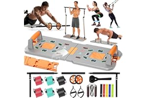 MAVILON Professional Strength Training Equipment Strengthened by Durable Metal Frame, Push Up Board, Portable & Foldable Push Up Bar Set for Home Gym Fitness, Pushup Handles, Resistance Bands, Ab Roller, etc.