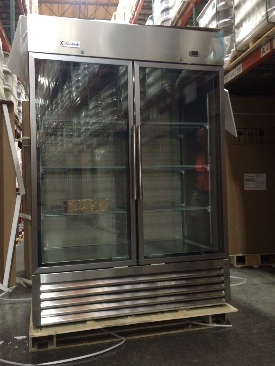 double glass door commercial refrigerator