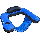 SWIMLINE ORIGINAL Fabric Covered U-Seat Inflatable Pool Lounger | With Comfortable Sling Seat, Back Rest, and Built In Cup Holder | For Pool, Beach, Lake, and More