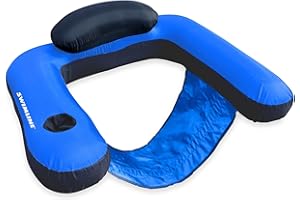 SWIMLINE ORIGINAL Fabric Covered U-Seat Inflatable Pool Lounger | With Comfortable Sling Seat, Back Rest, and Built In Cup Holder | For Pool, Beach, Lake, and More
