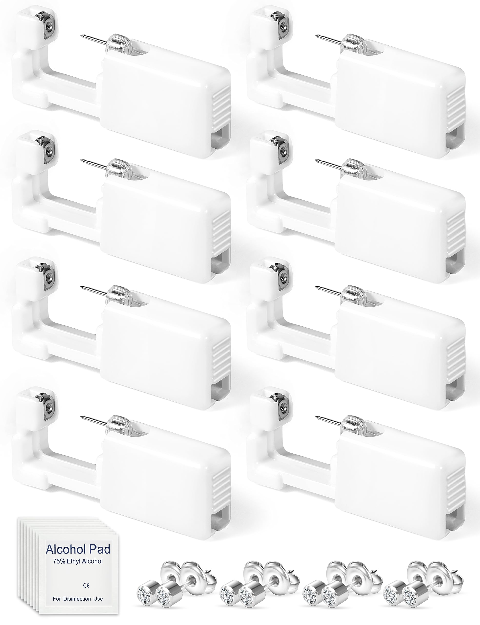 Yiorxu 8pcs Ear Piercing Gun,Painless Disposable Self Ear Piercing Kit with Ear Studs,Earrings for Women Men Girls Boys