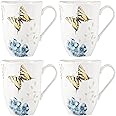 Lenox Butterfly Meadow Hydrangea 4-Piece Porcelain Mug Set, 4 Count (Pack of 1), Multi