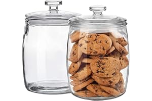 Ritayedet 64 OZ Cookie Jar, 2 Pack Glass Jars with Lids, Apothecary Jars for Laundry Room Organizers and Storage, Half gallon