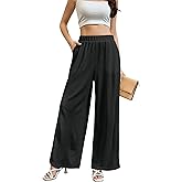 ssjoydepot 2025 Women Pants Summer Casual Loose Wide Leg Palazzo Pants