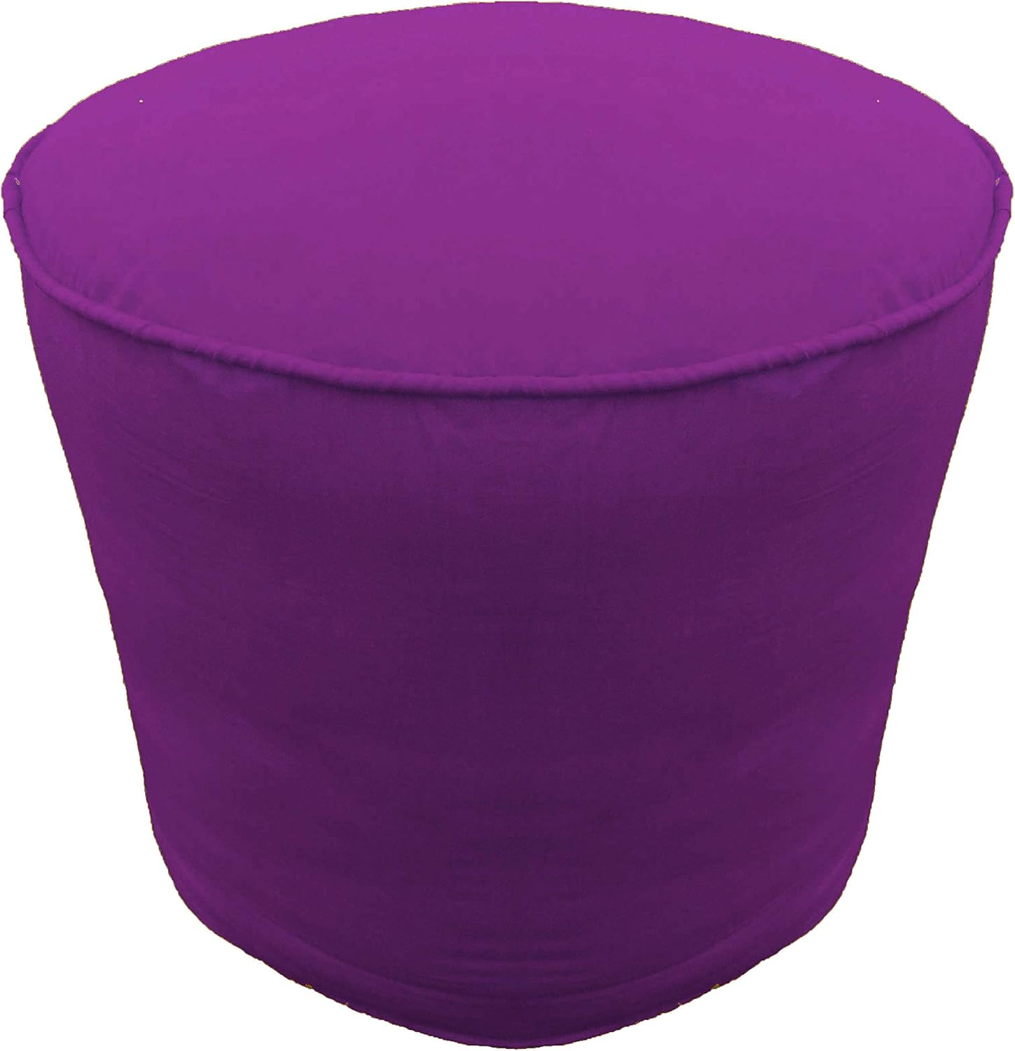 Ottoman Footstool Cover Cotton Round Pouf Cover with Piping